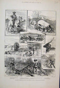 Old Antique Print 1883 Bechuana Land Matebele Transvaal Frontier Sketch 19th