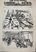 Original Old Antique Print 1885 Torpedo Boat Hms Hecla Hms Colossus Sketch 19th