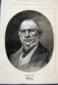 Original Old Antique Print 1880 Mr Gladstone Portrait Fine Art 19th
