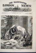 Original Old Antique Print 1874 Famine India Women Grinding Corn 19th