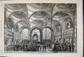 Original Old Antique Print 1868 Reading Room Imperial Library Paris Victorian