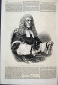 Old Antique Print 1866 Frederick Pollock Chief Baron Exchequer Portrait 19th