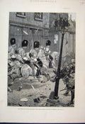 Original Old Antique Print 1881 Irish Land League Agitation Scots Grey 19th