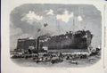 Original Old Antique Print 1866 Northumberland Ship People Small Boats Fine Art