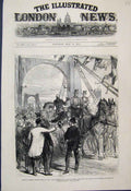 Original Old Antique Print 1879 Thames Bridge Prince Wales Lambeth Bridge Horse