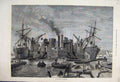 Original Old Antique Print 1873 Screw Colliers Ship Boats Men Working Victorian