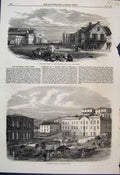 Original Old Antique Print 1866 Port Elizabeth Algoa Bay Cape Colony Market
