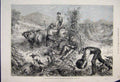 Original Old Antique Print 1881 American Husbandry Pumpkins Husking Maize 19th