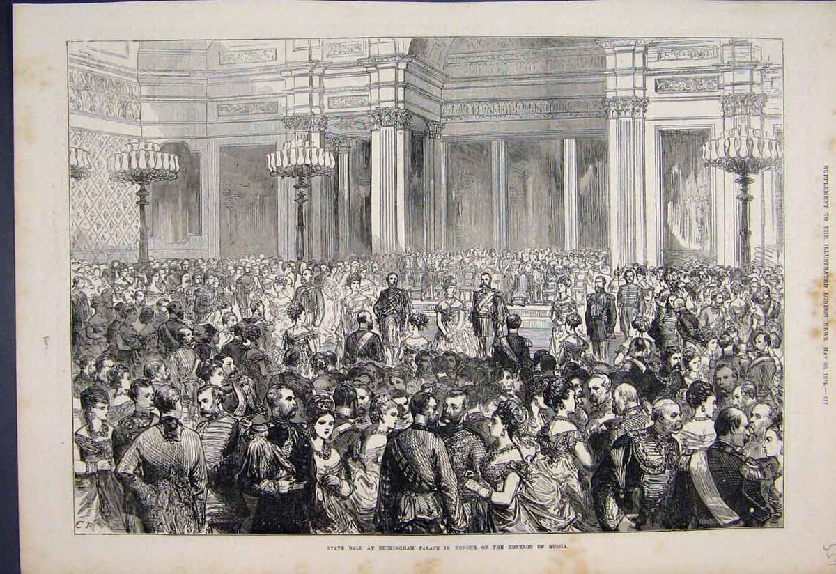 Old Antique Print *0017 1874 State Ball Buckingham Palace Emperor Russia