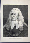Original Old Antique Print 1880 Sir Alexander Cockburn Bart Lord Chief Justice