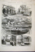 Original Old Antique Print 1886 Crossfields Soap Works Boiler Shed Casks 19th
