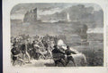 Original Old Antique Print 1865 Rocket Line Tynemouth Volunteer Brigade 19th