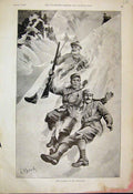 Original Old Antique Print 1892 Hind Stalking Highlands Snow Men Gun Victorian
