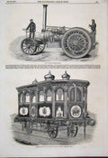 Old Antique Print 1858 Bray Patent Traction Engine Railway Carriage Egypt 19th