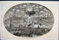 Old Antique Print 1857 Fireworks Suspension Bridge Perth Emperor Austria 19th