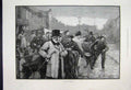 Original Old Antique Print 1894 Country Market Cattle Children Men Fine Art