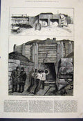 Original Old Antique Print 1879 Testing Thunderer Thirty Eight Ton Gun Woolwich