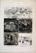 Original Old Antique Print 1880 Colliery Explosion Glamorganshire Pen-Y-Craig