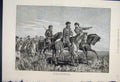 Original Old Antique Print 1877 War Reconnoitring Party Horses Men Sketch 19th