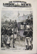 Original Old Antique Print 1882 British Troops Cairo Ladies Harem Review Sketch