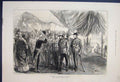 Original Old Antique Print 1876 Prince Wales Gibraltar Meeting Sketch Victorian