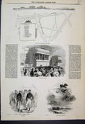 Original Old Antique Print Plan Ascot Heath Race Course Royal Stand Jockeys