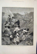Original Old Antique Print 1881 French Tunis Gomus Reconnoitring Khroumirs 19th
