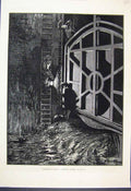 Original Old Antique Print 1879 Underground London Penstock Chamber Fine Art
