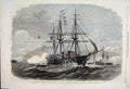 Original Old Antique Print 1867 Naval Squadron Attacking Forts Batteries Ship