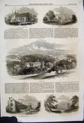 Original Old Antique Print 1851 Loudwater Mill Manour House Hertfordshire 19th