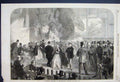 Original Old Antique Print 1863 Rehearsal Majesty Theatre Men Women Acting 19th