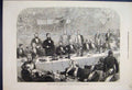 Original Old Antique Print 1872 Dinner Royal Literary King Belgians Chair 19th
