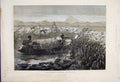Original Old Antique Print 1881 Shooting Water Fowl Lake Mirambala Africa 19th