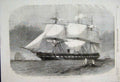 Original Old Antique Print 1856 United States Steam Frigate Ship 19th