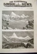 Original Old Antique Print 1888 Chola Pass Jalapla Lake Kinchinjunga Victorian