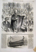 Original Old Antique Print 1861 Garibaldi Italian Parliament Roman Galley 19th
