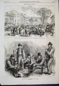 Original Old Antique Print 1879 Ireland Meat Lads Garden Crossakeel Sketch 19th