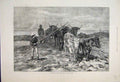 Original Old Antique Print 1881 Ploughing Sussex Downs Cattle Field Victorian