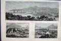 Original Old Antique Print 1880Lautium Silver Mines Ancient Furnaces Victorian