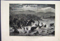 Original Old Antique Print 1879 Afghan War Disaster Hussars Cabul River Sketch