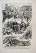 Original Old Antique Print 1877 Training Ship Warspite Woolwich Princess Wales