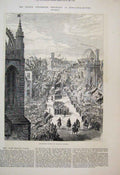Original Old Antique Print 1881 George Stephenson Centenary Newcastle Nicholas