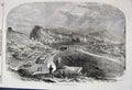 Original Old Antique Print 1855 City Kars River Bridge Men Hill 19th