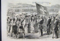 Original Old Antique Print National Guard Athens Allegiance King George Sketch