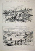 Old Antique Print 1888 Panama Ship Canal Railway Tabemilla Buhio Sketch 19th