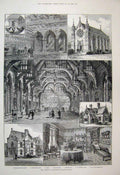 Original Old Antique Print 1885 Holloway Sanatorium Virgina Water Phillip 19th