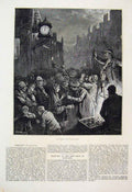 Original Old Antique Print 1876 New Year Edinburgh Celebration Drinking 19th