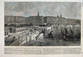 Original Old Antique Print 1863 Landing Stairs Roads Ornamental Gardens Bridge