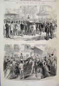 Original Old Antique Print 1870 Race Grand Prix Paris Saddling Weighing Place