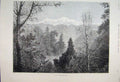 Original Old Antique Print 1889 View Himalayas Trees Mountain Scene Victorian